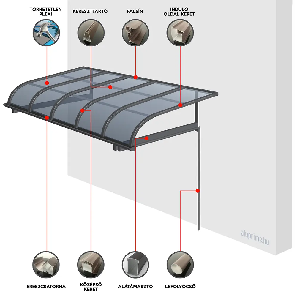 2x3 m-es falra szerelhető előtető, pergola - Image 2