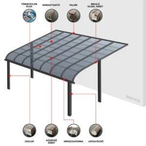 5X5 m-es 4 lábon álló teraszfedés, pergola